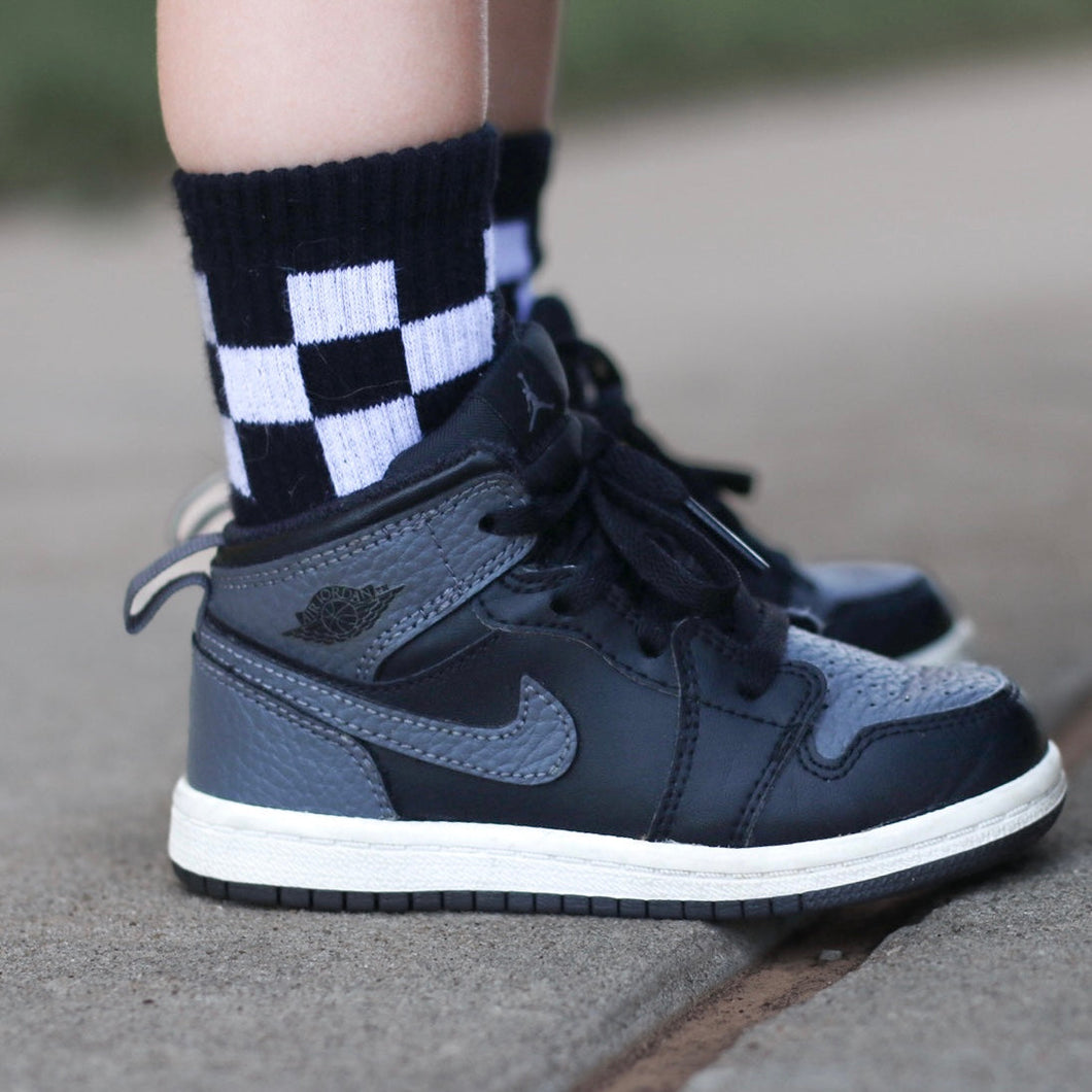 Black Checkered Socks (KIU)