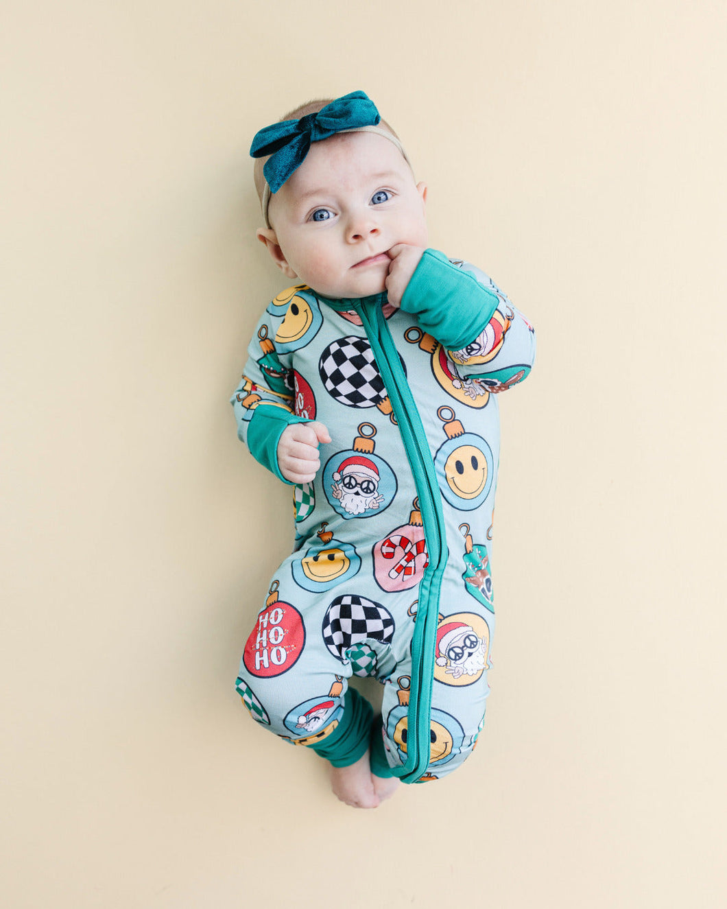 Bamboo Zip Romper | Christmas Ornaments (LPK)