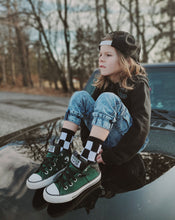 Load image into Gallery viewer, Black + White Checker Socks (KIU)
