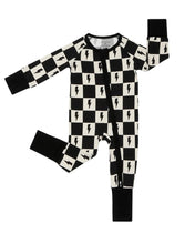 Load image into Gallery viewer, Bamboo Zip Romper | Checks &amp; Bolts (LPK)
