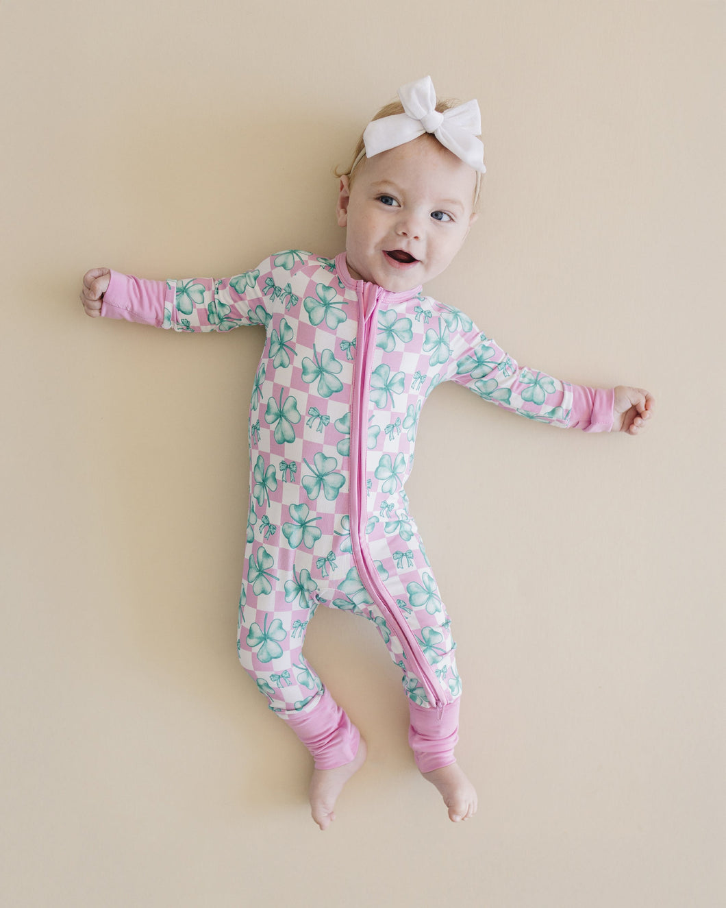 Bamboo Zip Romper | Shamrock & Bows (LPK)