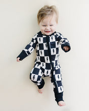 Load image into Gallery viewer, Bamboo Zip Romper | Checks &amp; Bolts (LPK)
