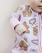 Load image into Gallery viewer, Bamboo Zip Romper | Gingerbread Cookies (LPK)
