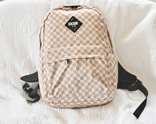 Load image into Gallery viewer, (KIU) Full Size Tan Checkered Backpack
