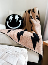 Load image into Gallery viewer, Black + Camel Bolt Cozy Blanket (KIU)
