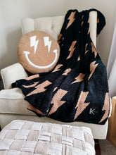 Load image into Gallery viewer, Black + Camel Bolt Cozy Blanket (KIU)

