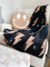 Load image into Gallery viewer, Black + Camel Bolt Cozy Blanket (KIU)
