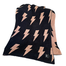 Load image into Gallery viewer, Black + Camel Bolt Cozy Blanket (KIU)
