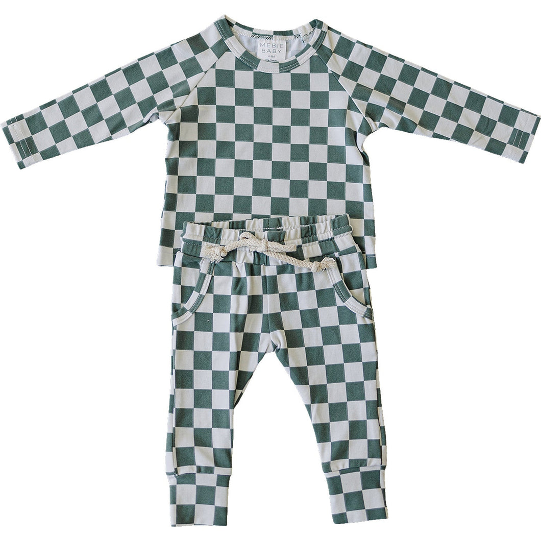 Green Checkered Two-piece Pocket Set (Mebie Baby)