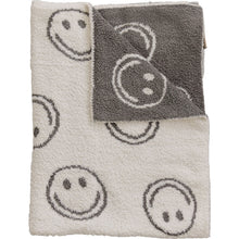 Load image into Gallery viewer, Charcoal Smiley Taupe Plush Blanket (Mebie Baby)
