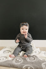 Load image into Gallery viewer, Charcoal Smiley Taupe Plush Blanket (Mebie Baby)
