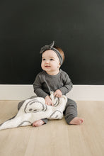 Load image into Gallery viewer, Charcoal Smiley Taupe Plush Blanket (Mebie Baby)
