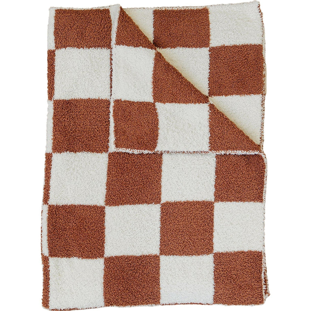 Rust Checkered Plush Blanket (Mebie Baby)
