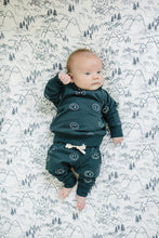 Load image into Gallery viewer, Dark Teal Smiley Hooded French Terry Set (Mebie Baby)
