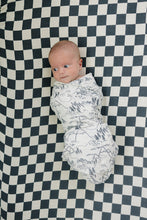 Load image into Gallery viewer, Charcoal Checkered Muslin Crib Sheet (Mebie Baby)
