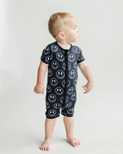 Load image into Gallery viewer, Bamboo Shorty Romper | Electric Smiley (LPK)
