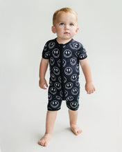 Load image into Gallery viewer, Bamboo Shorty Romper | Electric Smiley (LPK)
