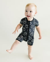 Load image into Gallery viewer, Bamboo Shorty Romper | Electric Smiley (LPK)
