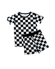 Load image into Gallery viewer, Bamboo Two Piece Shorts Set | Black Checkered (LPK)
