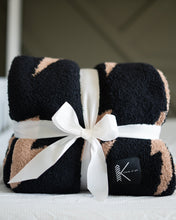 Load image into Gallery viewer, Black + Camel Bolt Cozy Blanket (KIU)
