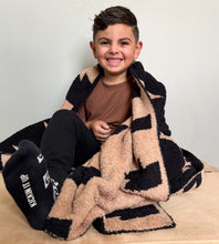 Load image into Gallery viewer, Black + Camel Bolt Cozy Blanket (KIU)
