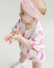 Load image into Gallery viewer, Short Sleeve Bubble Romper | Pink Bolts (LPK)
