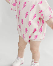 Load image into Gallery viewer, Short Sleeve Bubble Romper | Pink Bolts (LPK)
